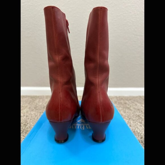 NIB John Fluevog Babylon Collection Wonder Ankle Boots Red Leather Victorian 8.5 - Picture 7 of 12